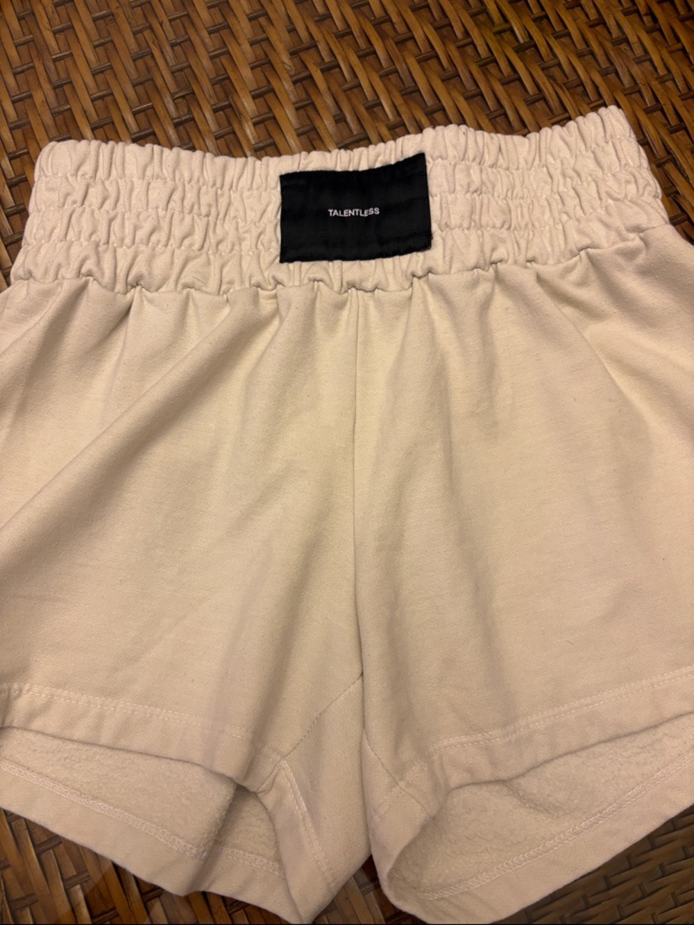 TALENTLESS Cream Elastic-Waist Athletic Shorts